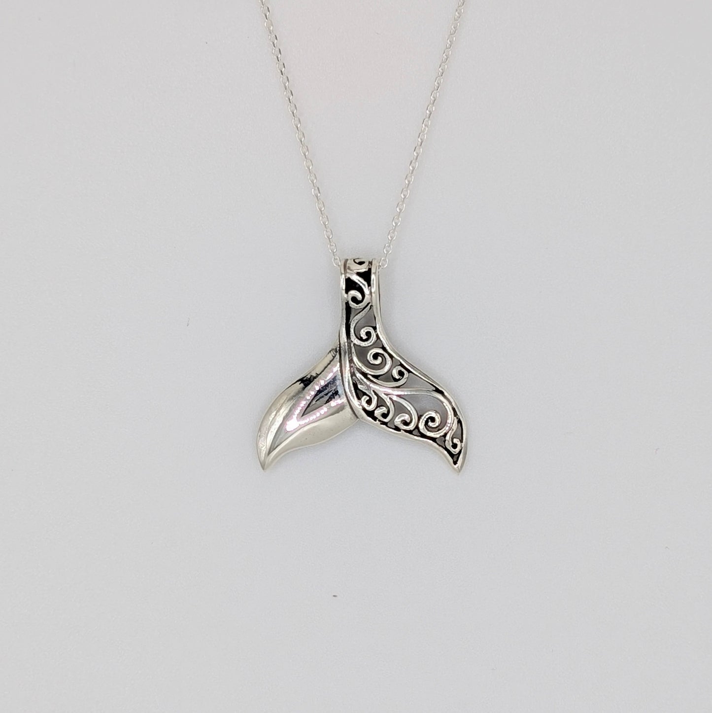 925 Sterling Silver Mermaid Fin Pendant Whale Fin