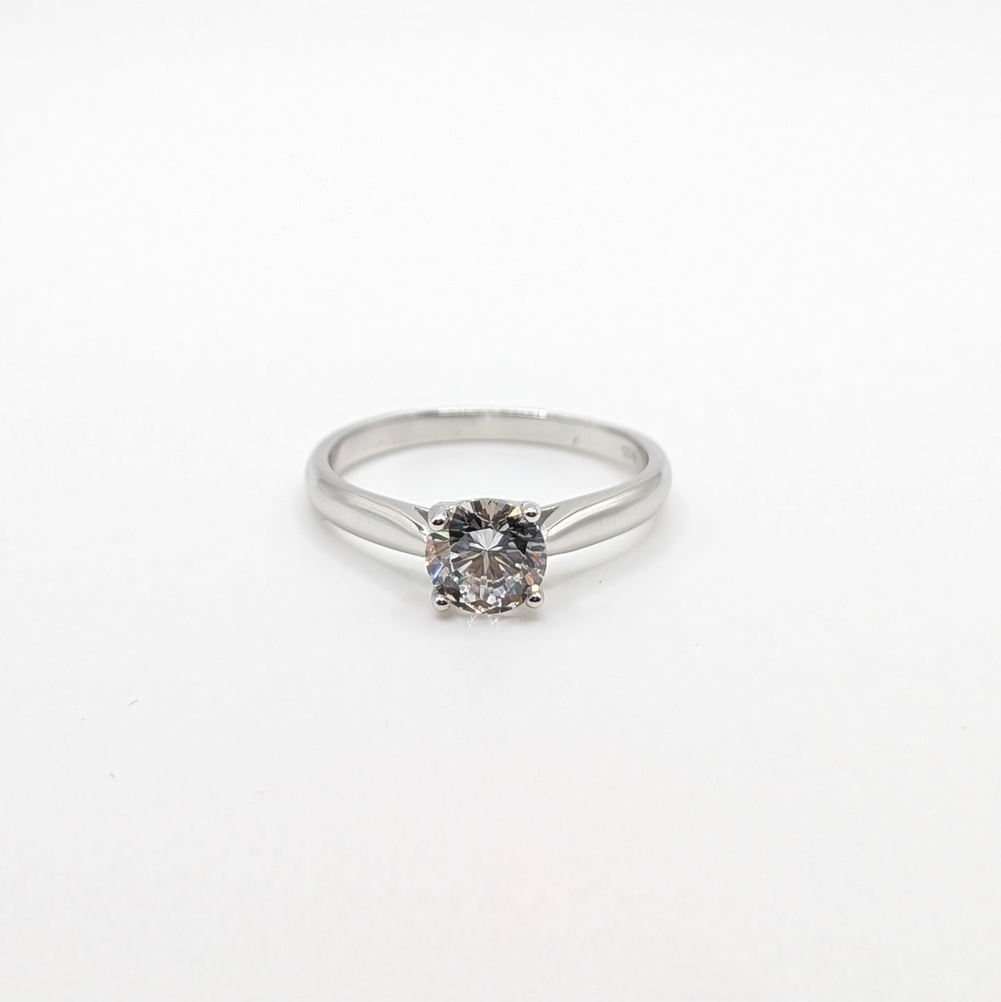 925 Sterling Sterling Diamond Cut Solitaire Zircon Women's Ring