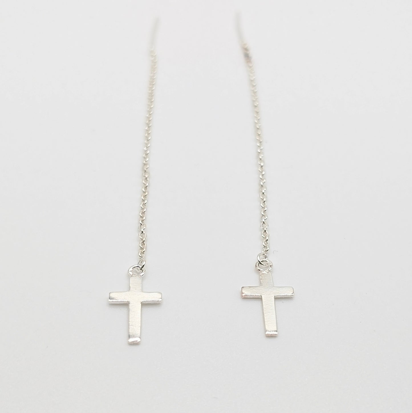 925 Sterling Silver Cross Thread Earrings Unisex