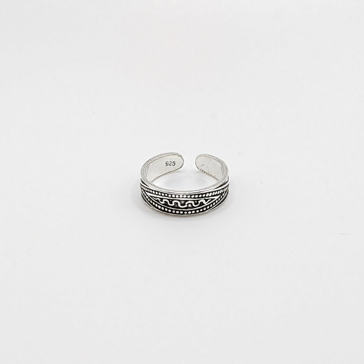 925 Sterling Silver Toe Ring Dots & Wave Design
