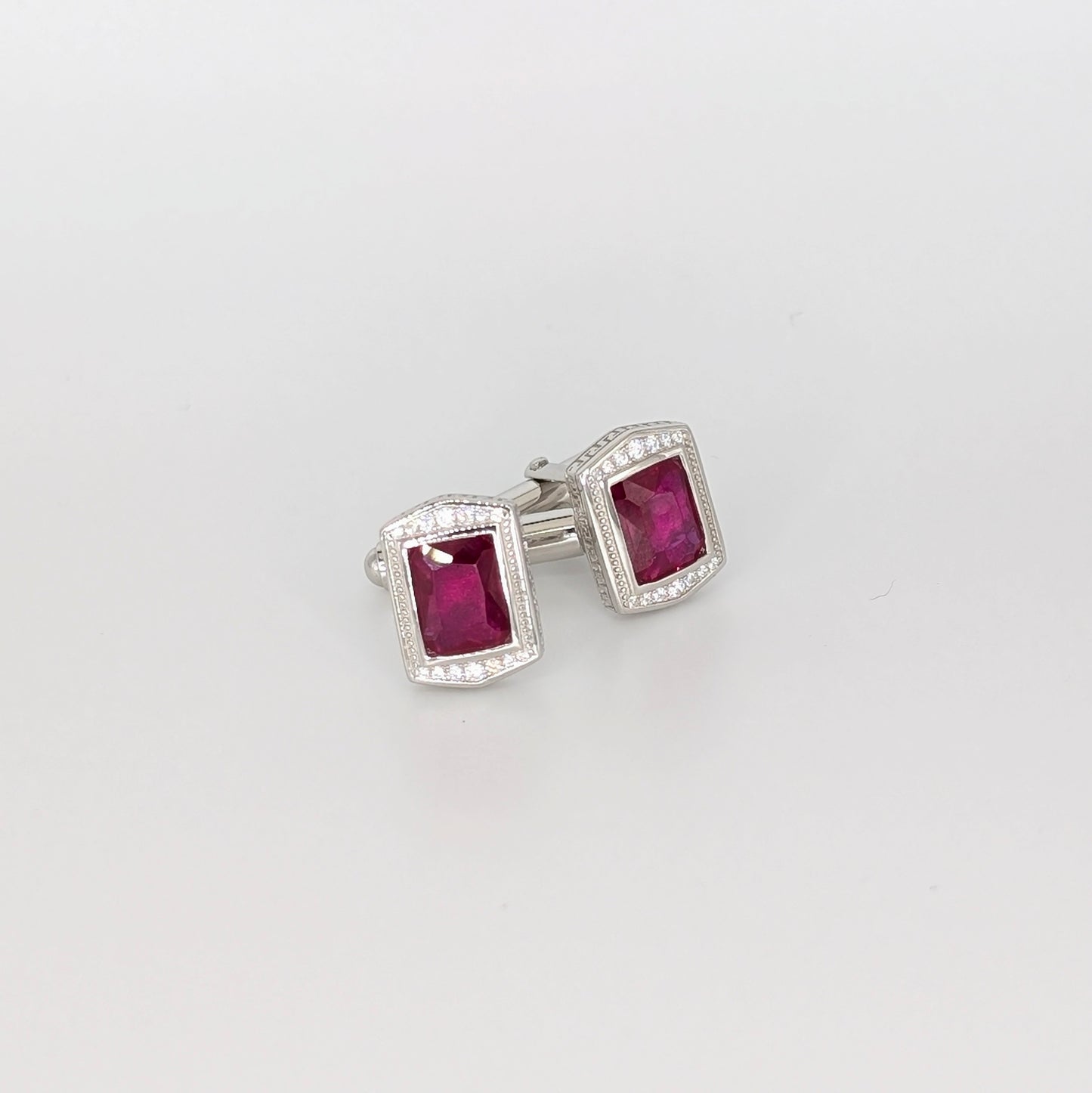 925 Sterling Silver Zircon Cufflinks Unisex Formal Wear