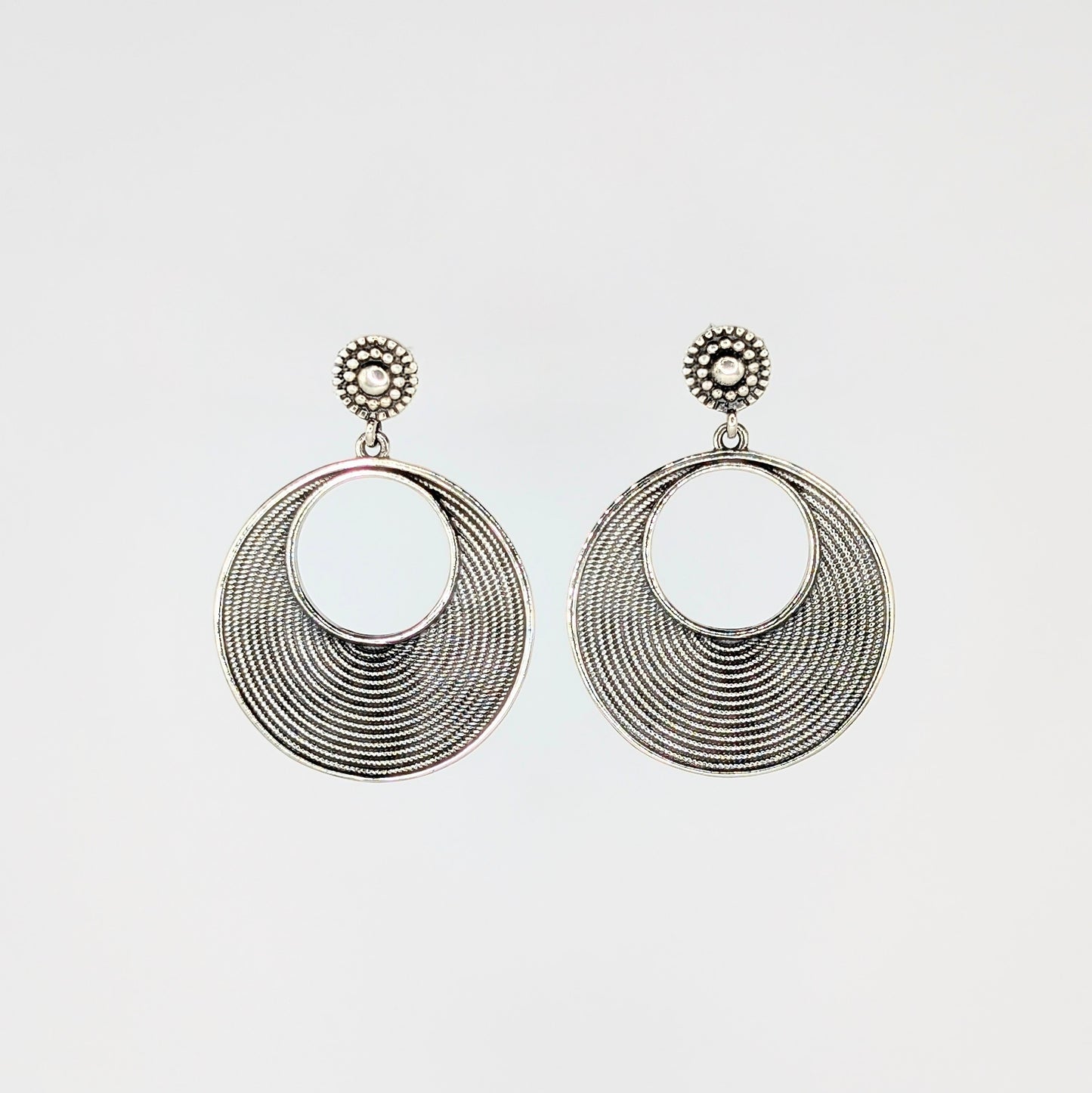 925 Sterling Silver Spiral Oxidized Earrings