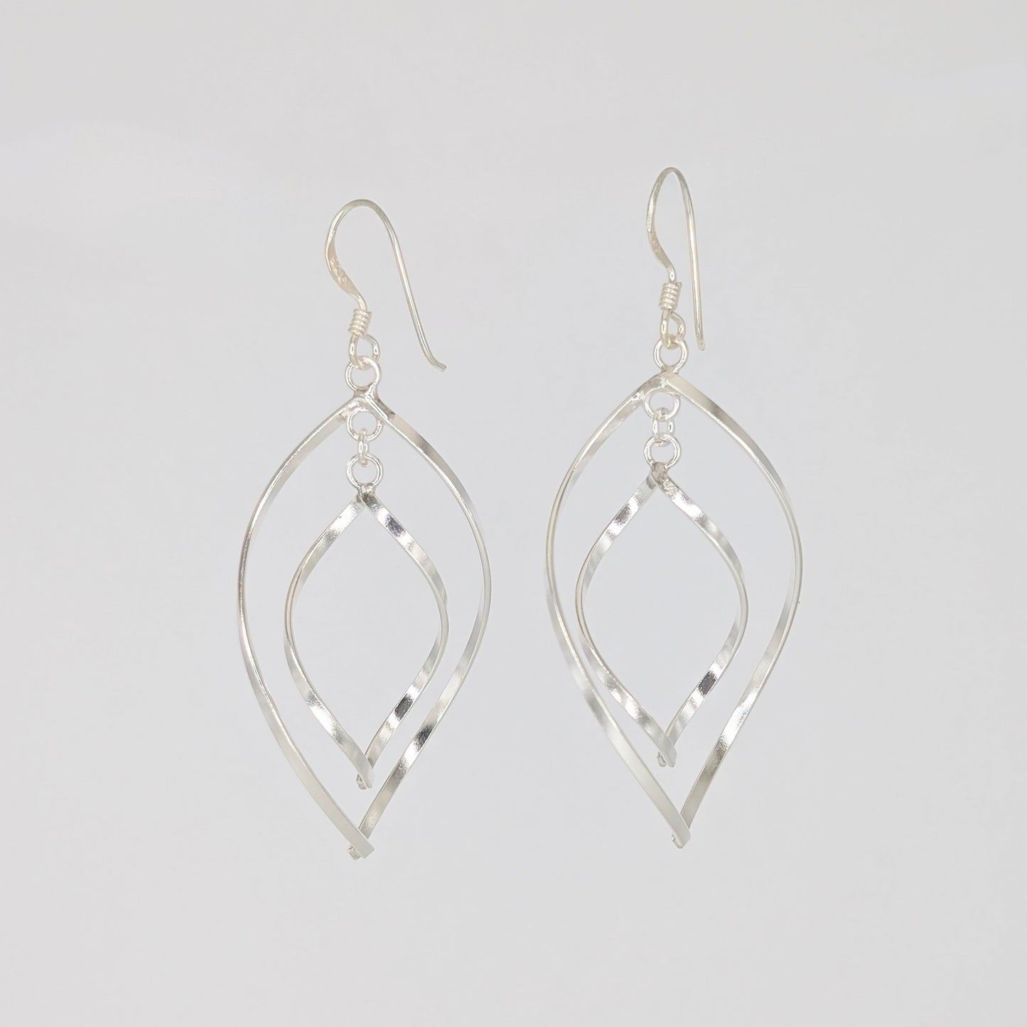 Pair of 925 Sterling Silver Twist Dangle Earrings