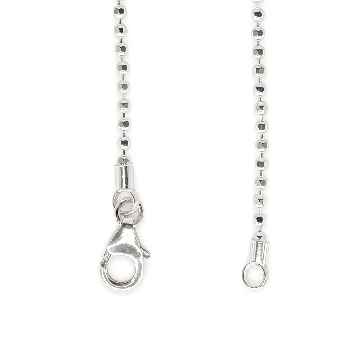 925 Sterling Silver Ball Chain with lobster clasp closure.