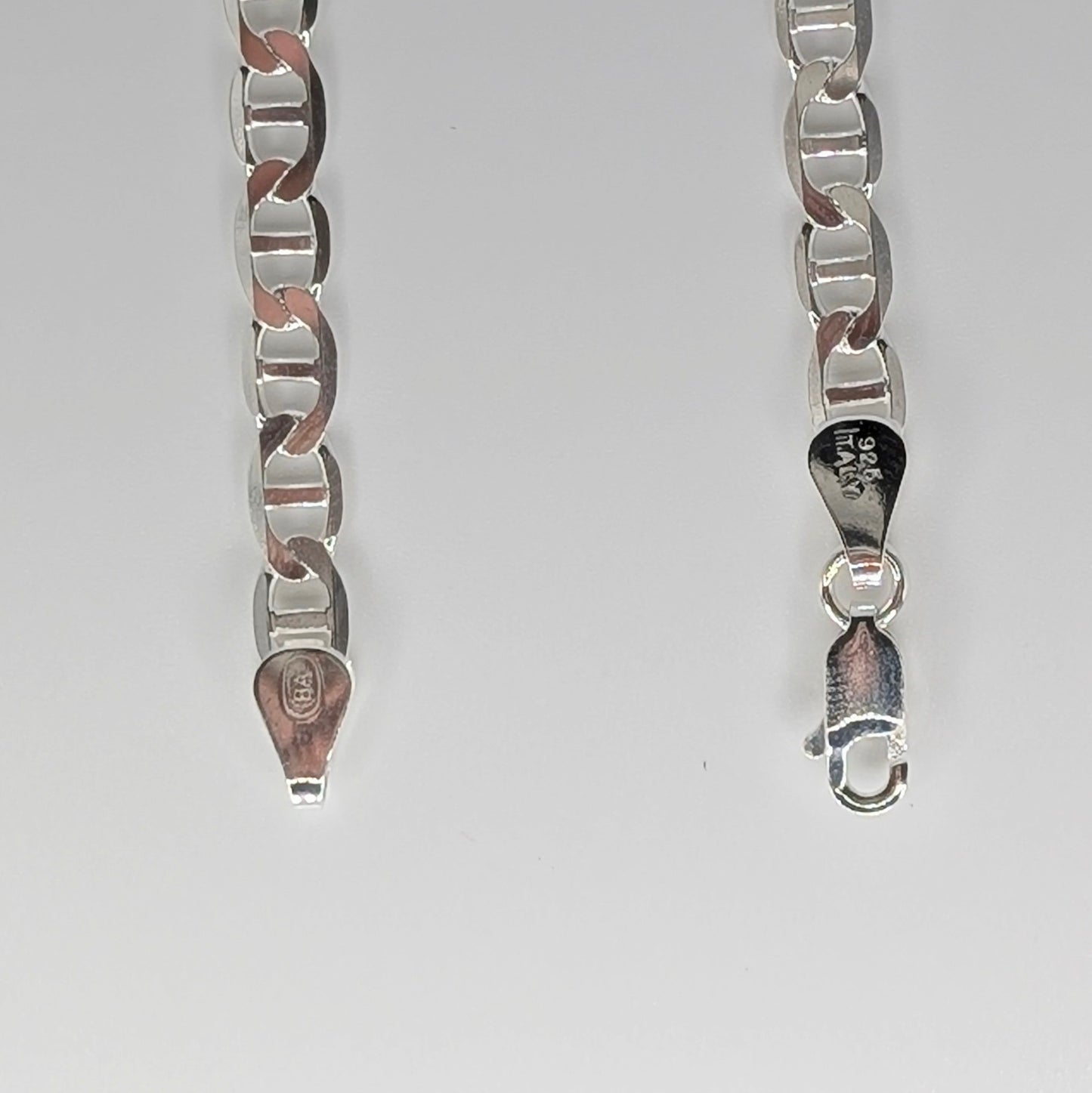 925 sterling silver mariner chain necklace with lobster clasp closure.