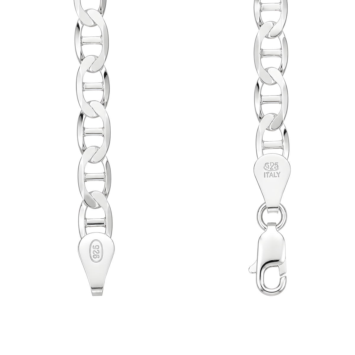 925 sterling silver mariner chain necklace with lobster clasp closure.