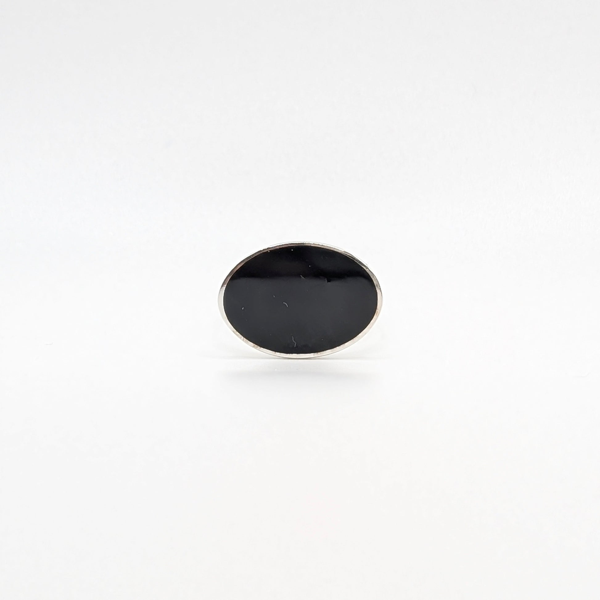 925 Sterling Silver Black Meena Men's Ring Unisex