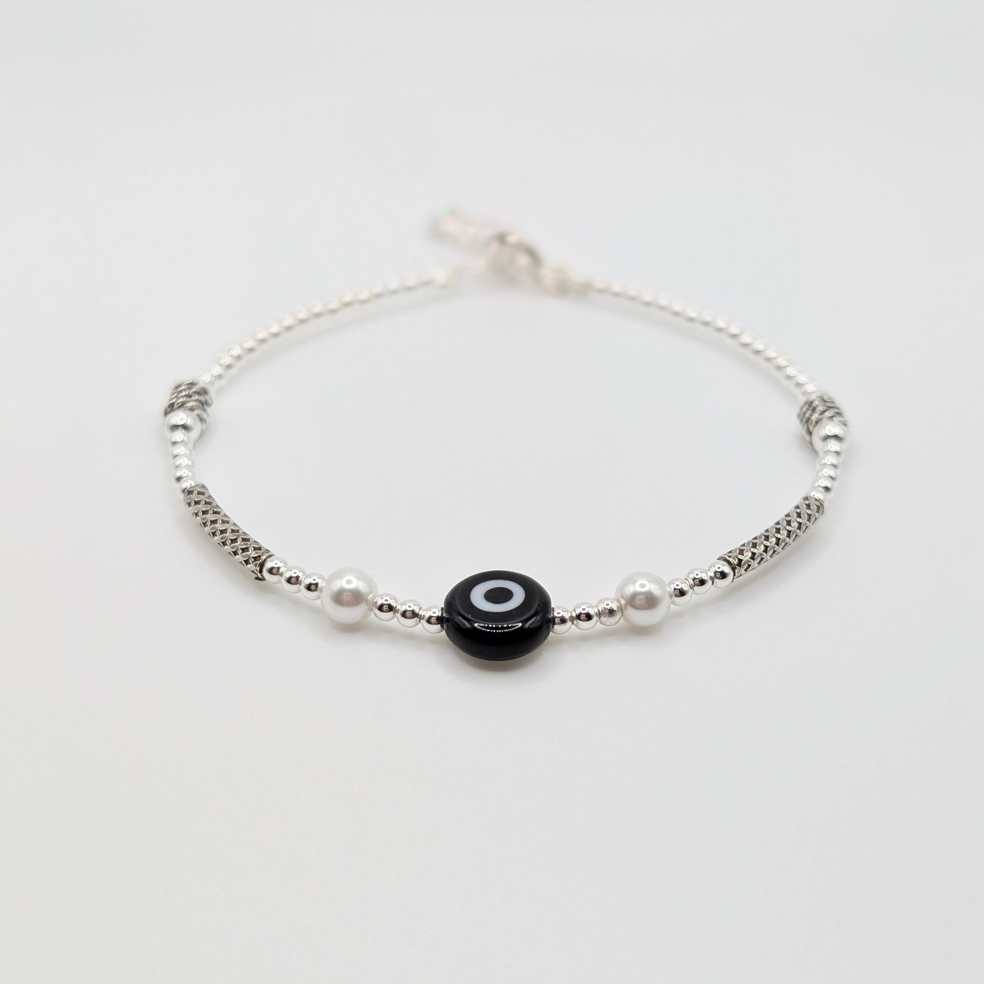 925 Sterling Silver Evil Eye Bracelet Black Color