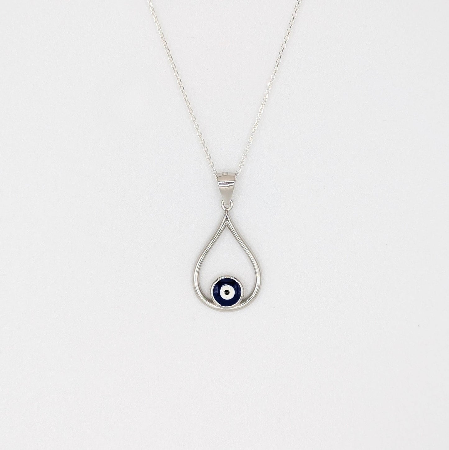 925 Sterling Silver Teardrop Evil Eye Pendant