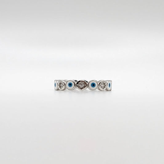 925 Sterling Silver Evil Eye Ring Elegant