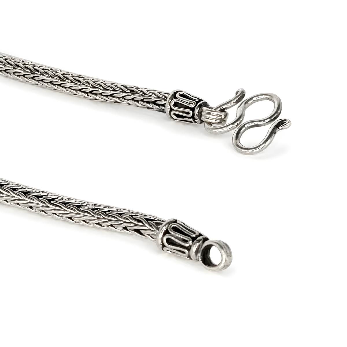 925 Sterling Silver Foxtail Chains Closure