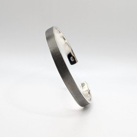 925 Sterling Silver Line Kada Bracelet 8mm Unisex