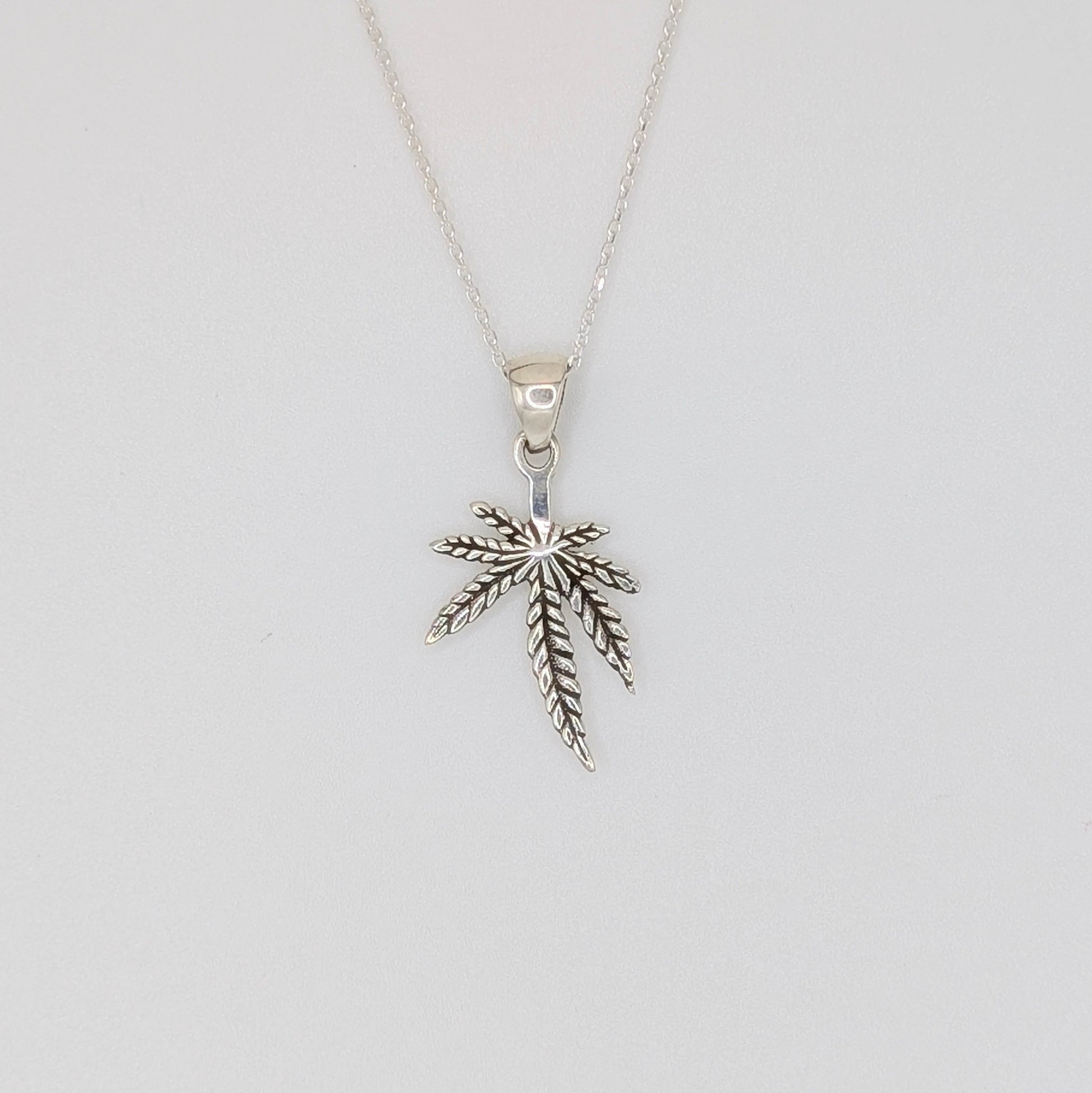 925 Sterling Silver Marijuana Pendant