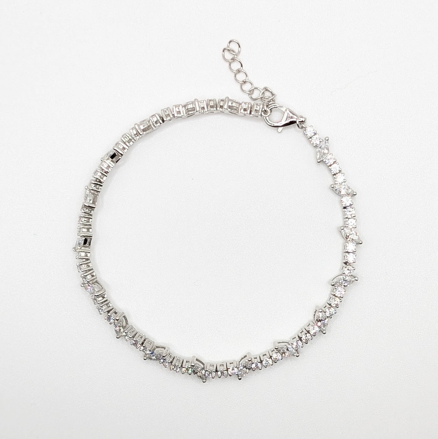 Versatile 925 Sterling Silver Tennis Bracelet.