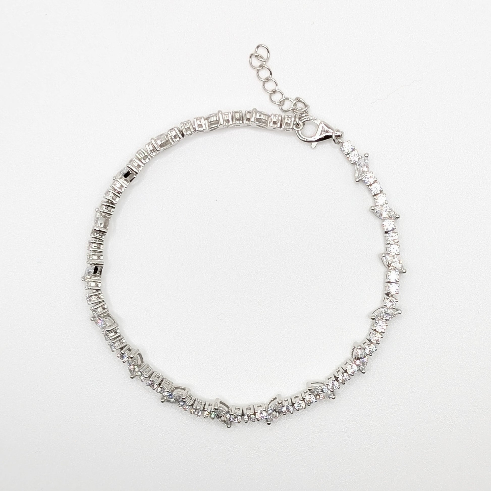 Versatile 925 Sterling Silver Tennis Bracelet.