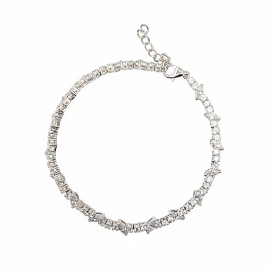 Versatile 925 Sterling Silver Tennis Bracelet.