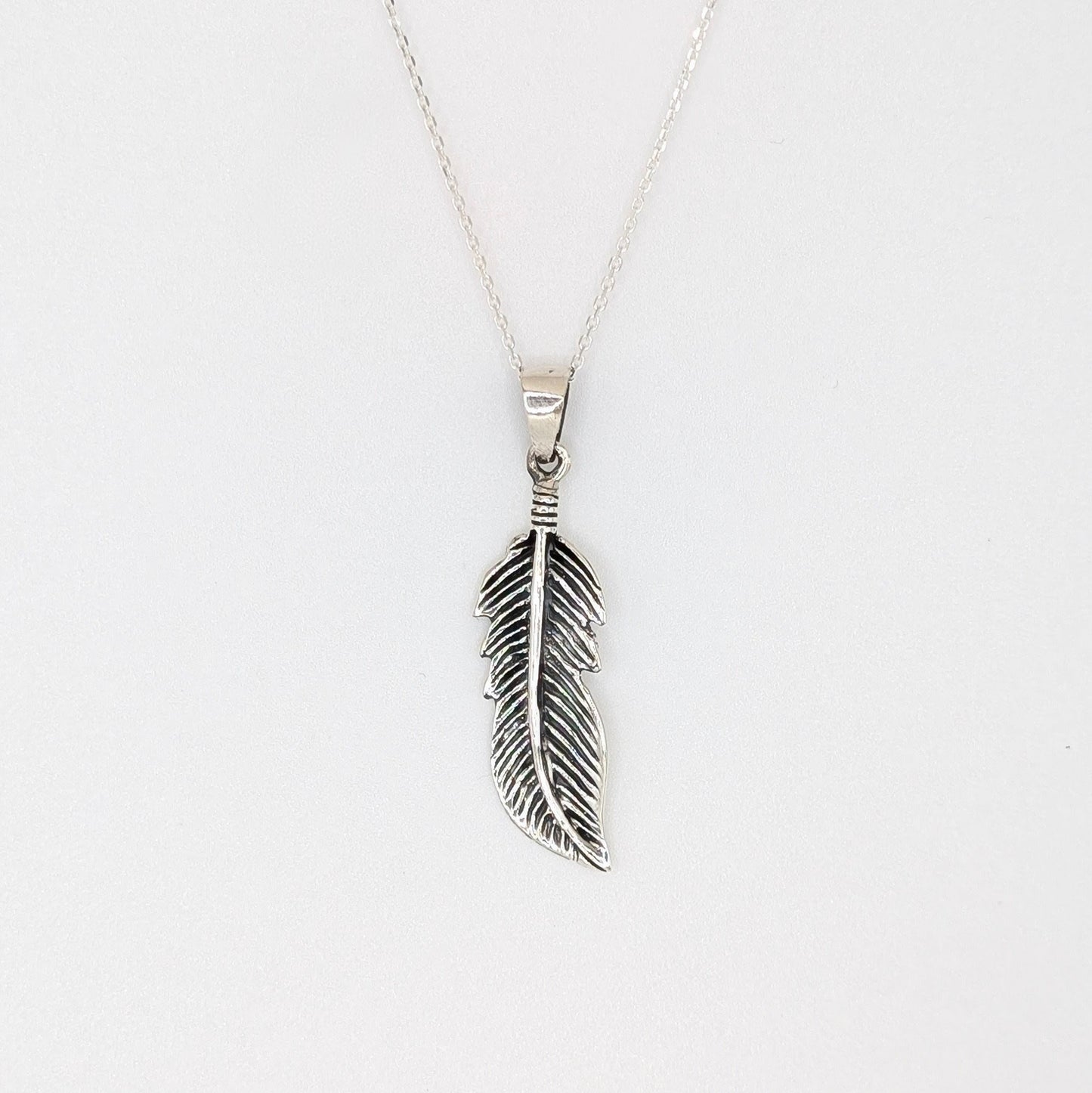 925 Sterling Silver Feather Pendant Unisex