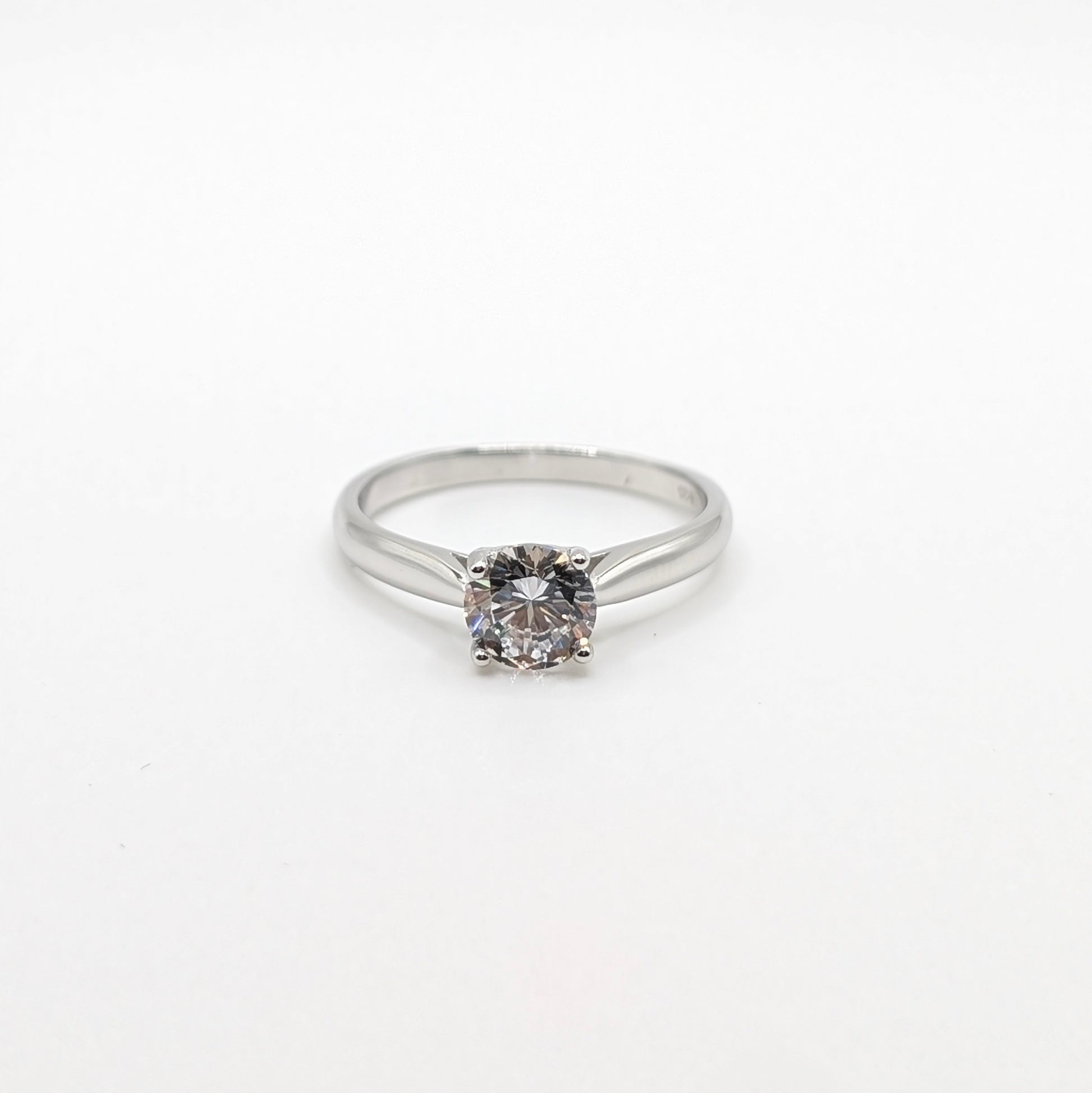 925 Sterling Sterling Diamond Cut Solitaire Zircon Women's Ring