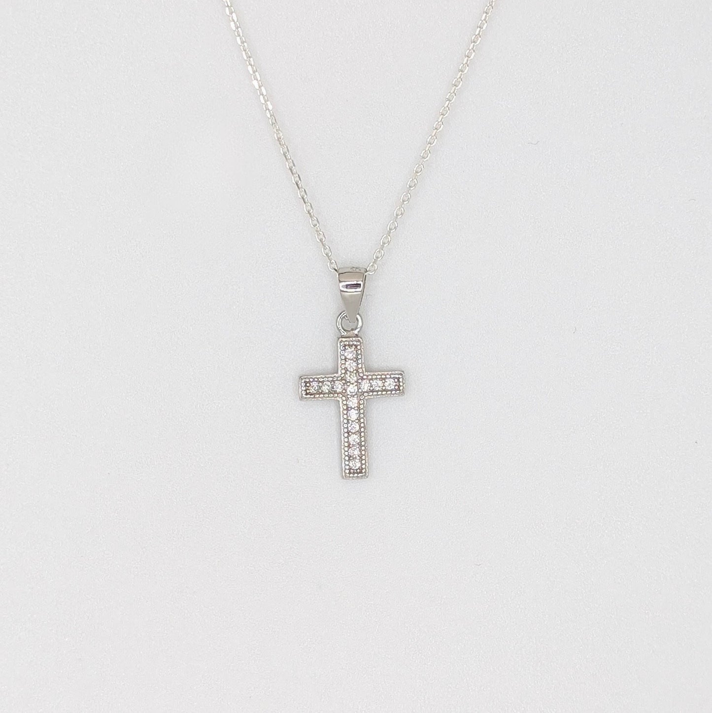 925 Sterling Silver Zircon Cross Pendant - Unisex / Spiritual