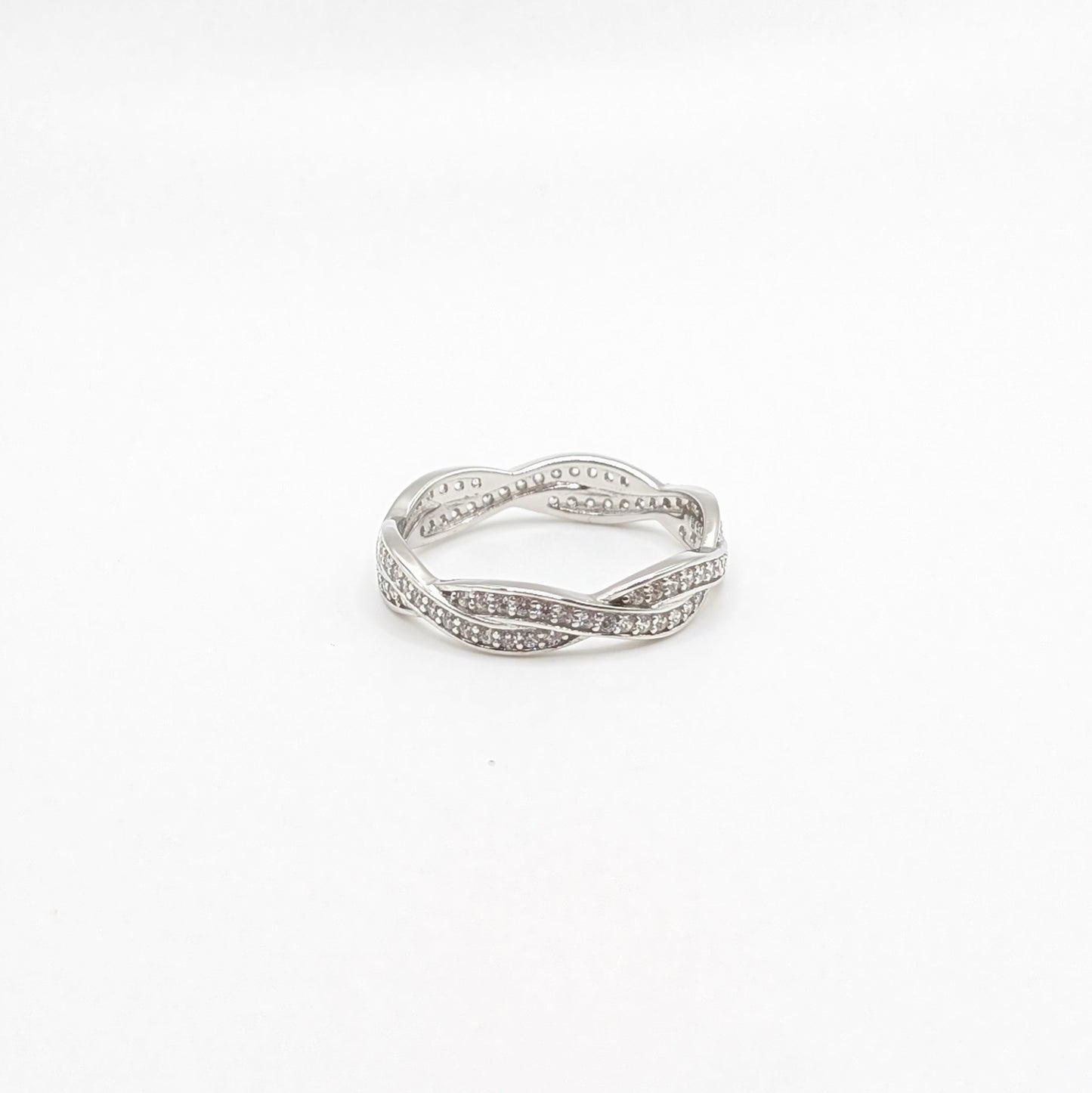 925 Sterling Silver Puzzle Ring with Zircon