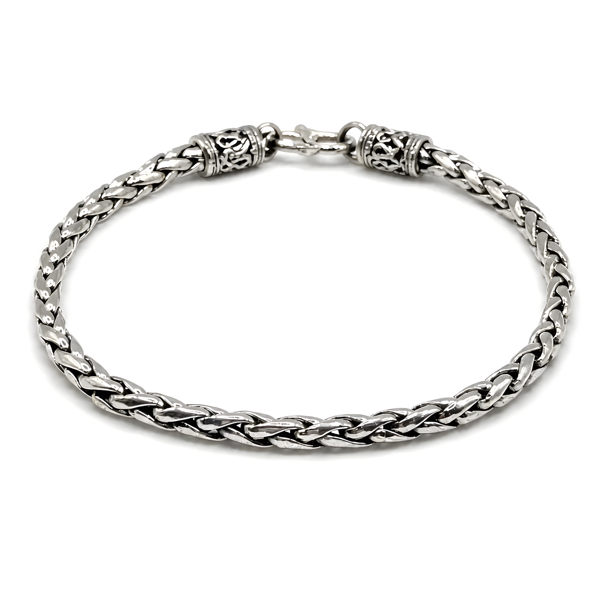 Polished sterling silver Spiga chain Bracelet with braided like design.