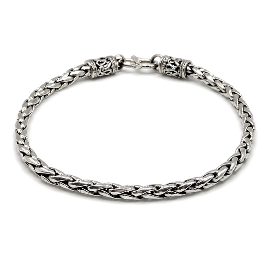 Polished sterling silver Spiga chain Bracelet with braided like design.