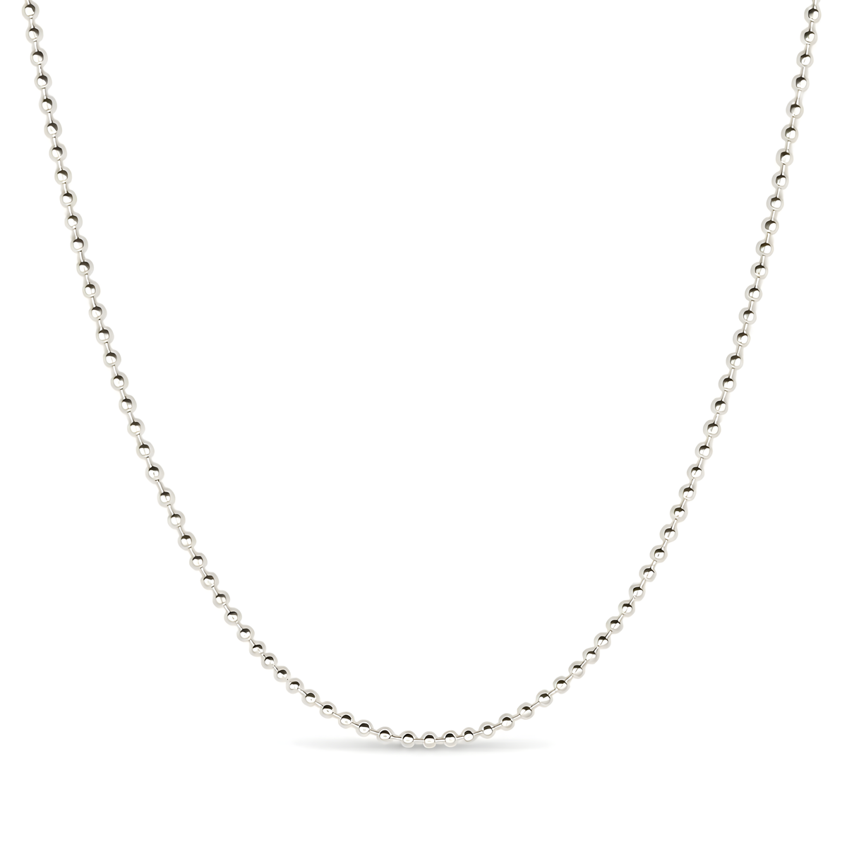 A classic sterling silver ball chain necklace.