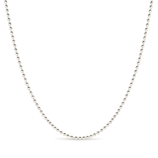 A classic sterling silver ball chain necklace.