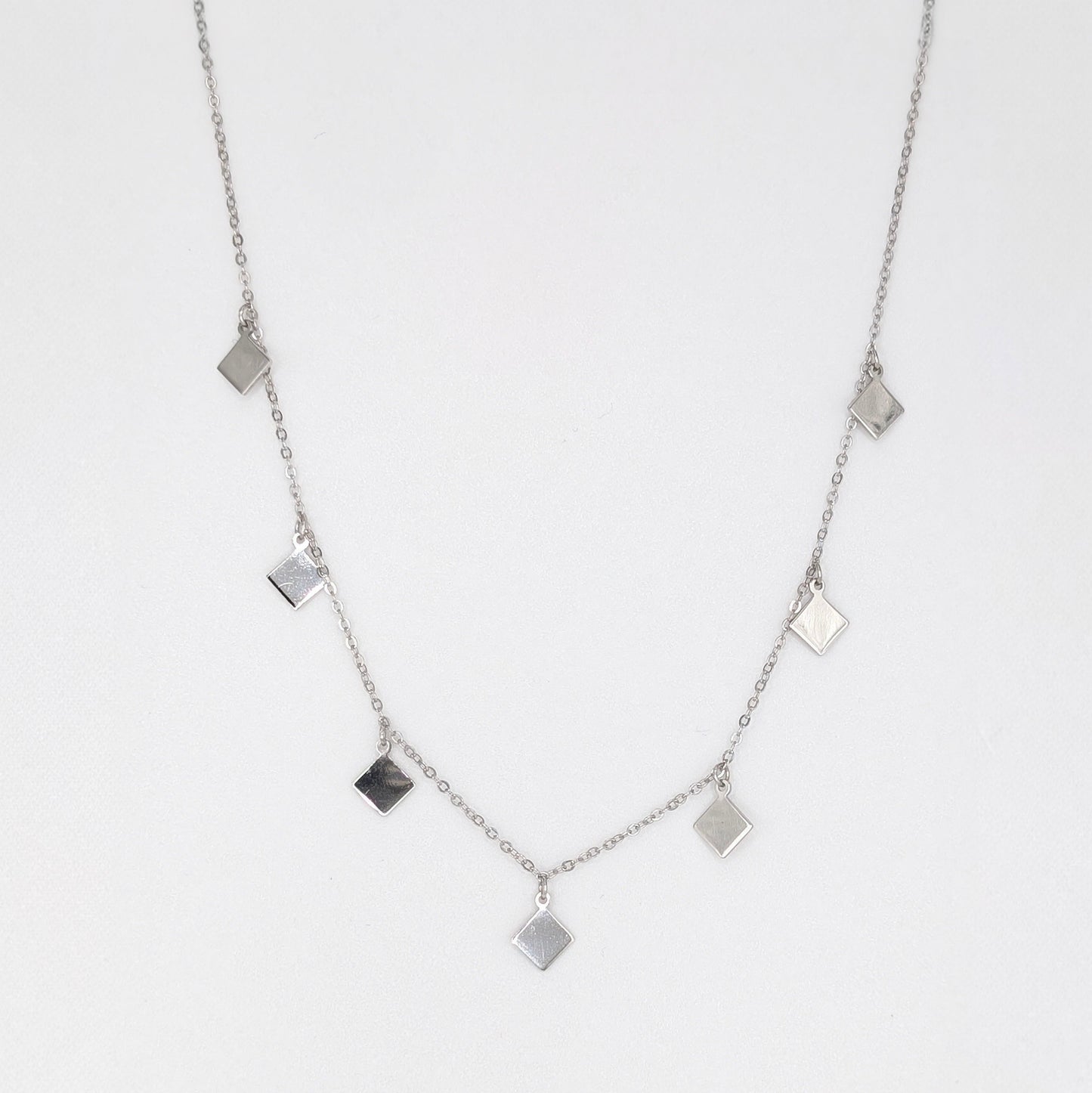 925 Sterling Silver Diamond Charms Necklace/ Choker