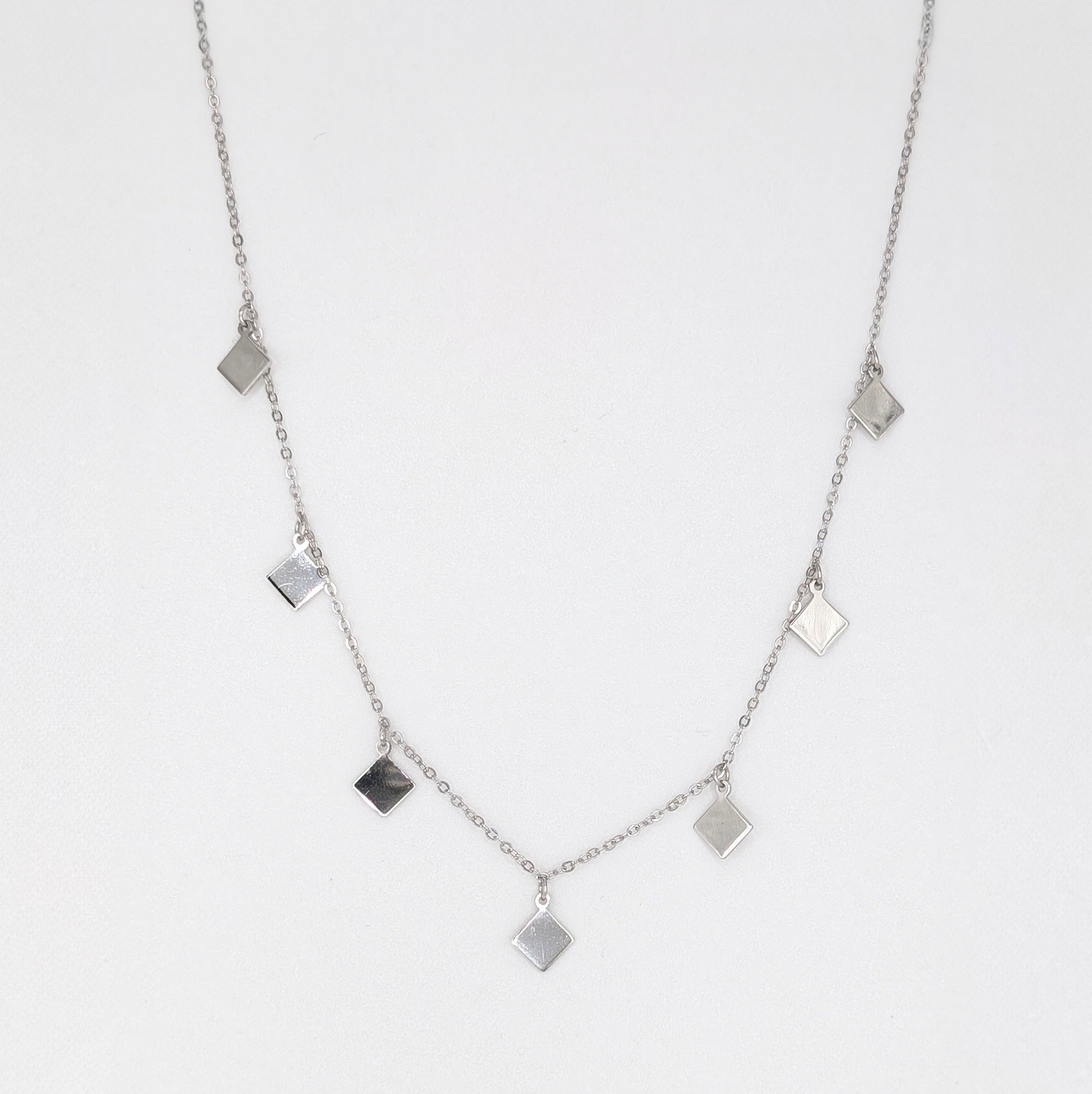 925 Sterling Silver Diamond Charms Necklace/ Choker