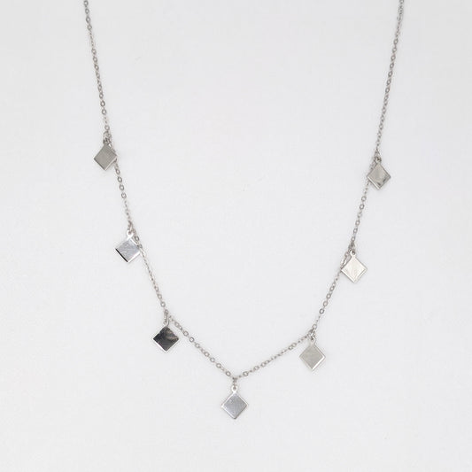 925 Sterling Silver Diamond Charms Necklace/ Choker