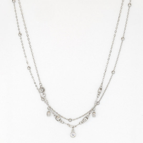 925 Sterling Silver Double Layered Charms Necklace/Choker