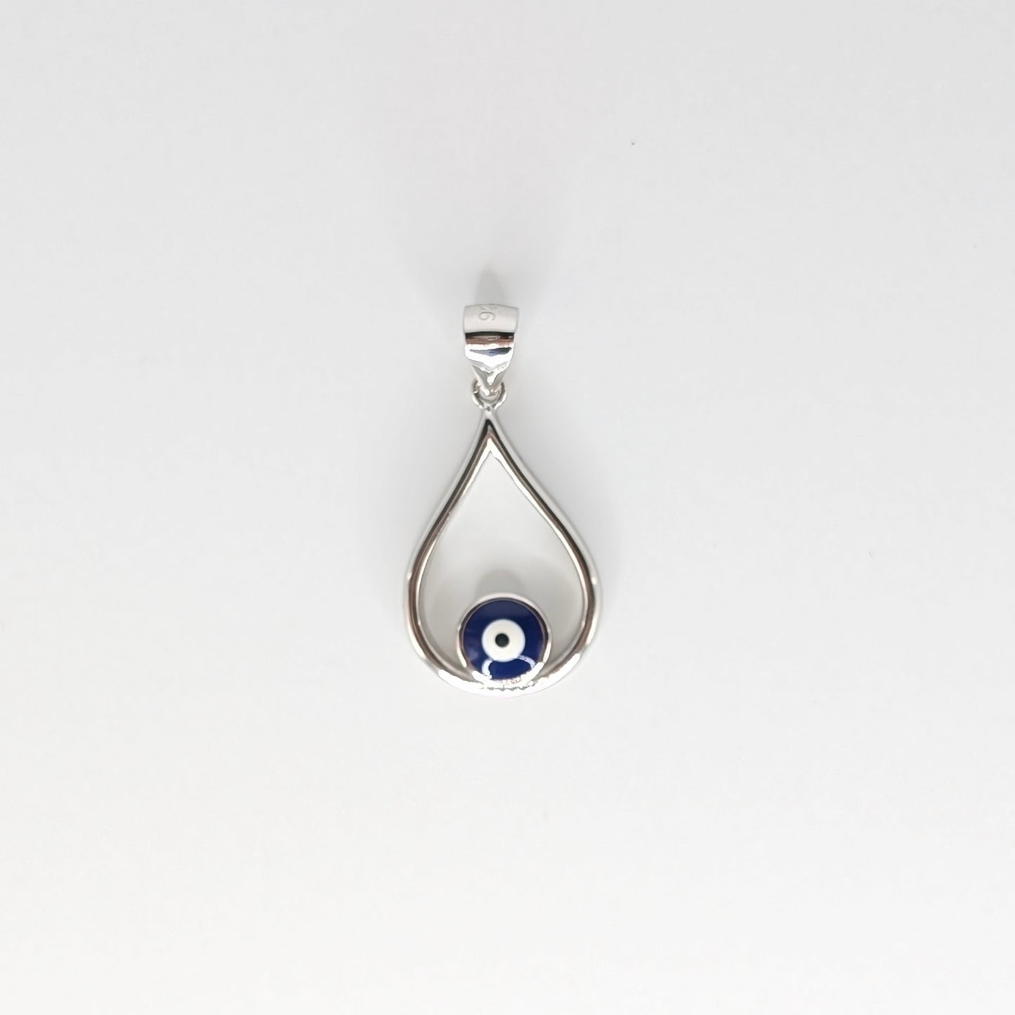 925 Sterling Silver Teardrop Evil Eye Pendant