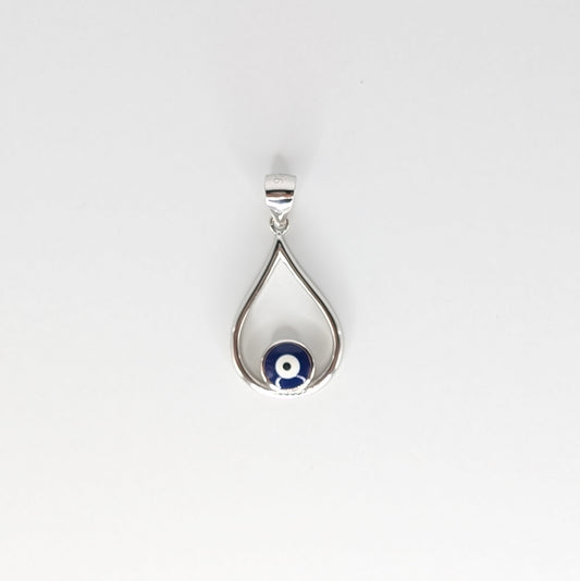 925 Sterling Silver Teardrop Evil Eye Pendant
