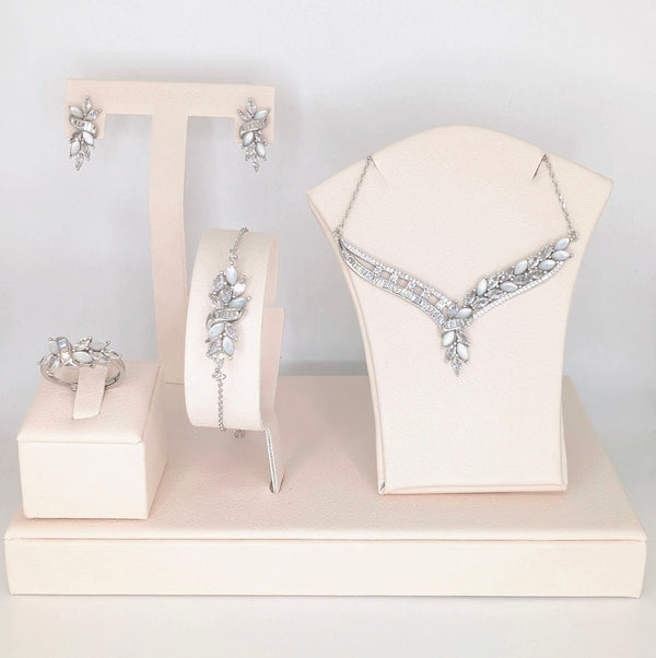 925 Sterling Silver Jewellery Necklace Set with Necklace, Earrings, Bracelets and Ring