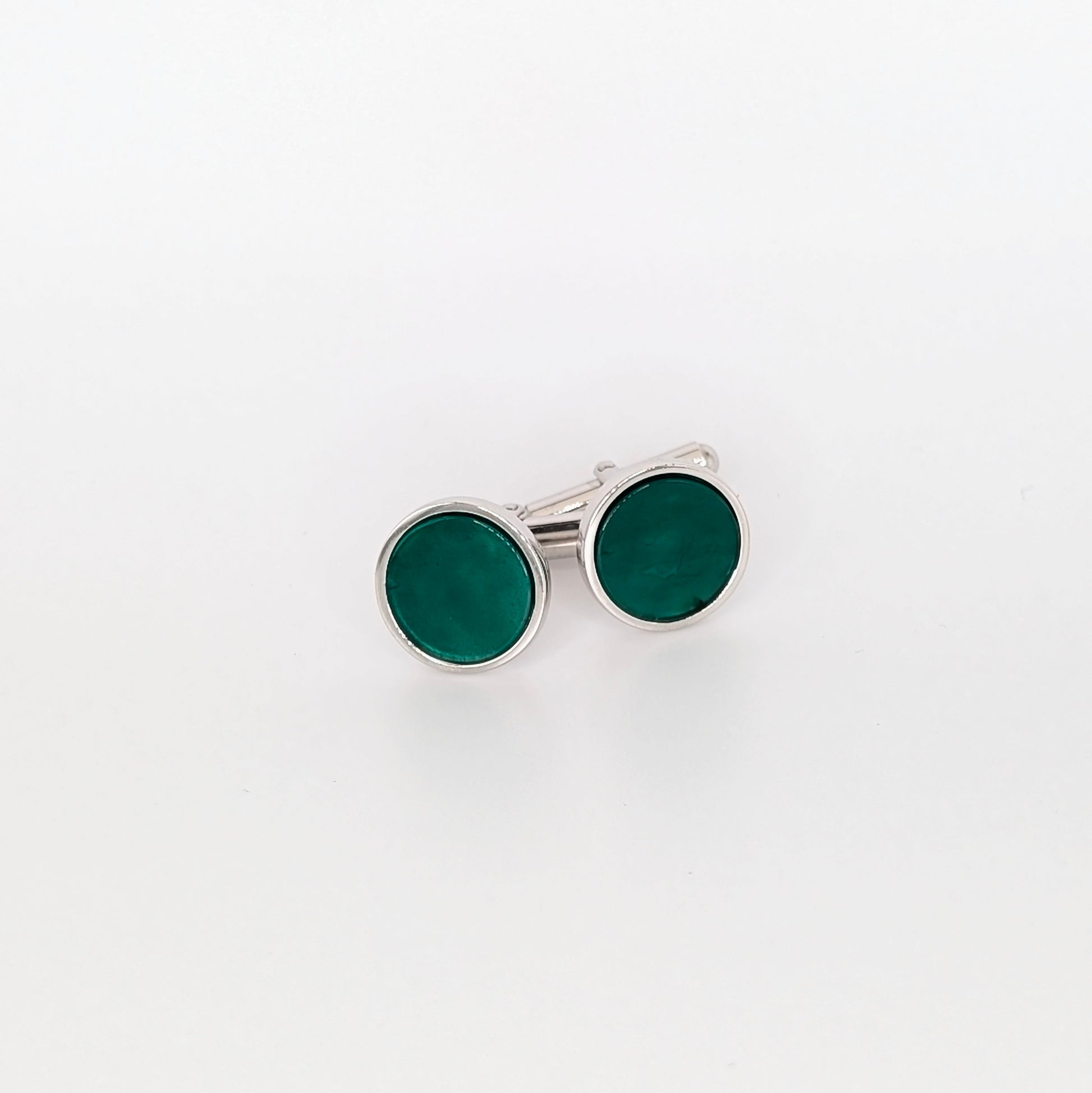 925 Sterling Silver Green Onyx Cufflinks Unisex