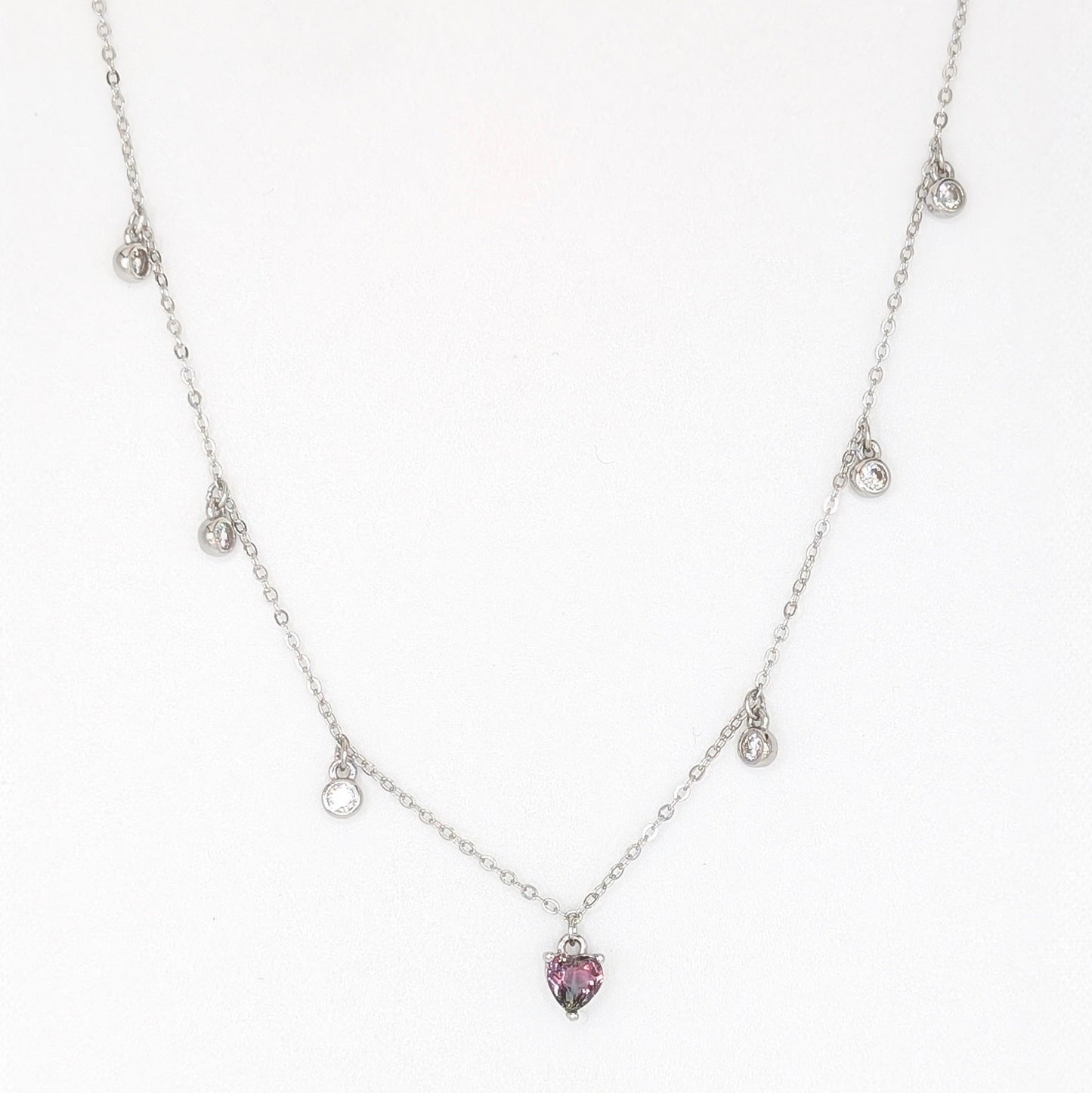 925 Sterling Silver Heart Charm Necklace/ Choker