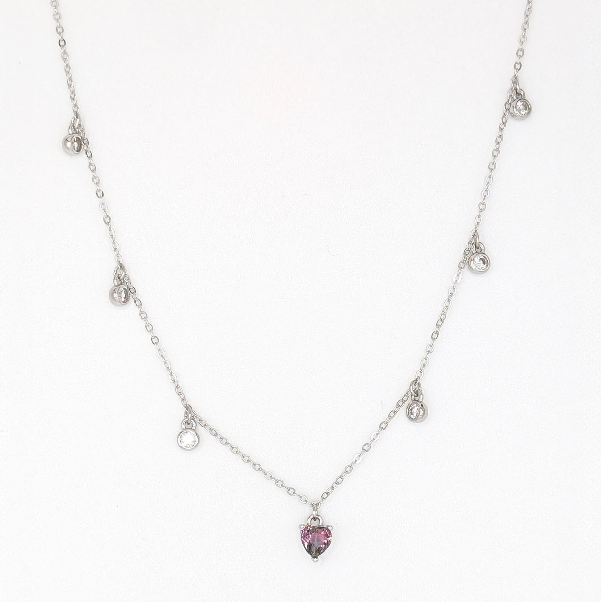 925 Sterling Silver Heart Charm Necklace/ Choker