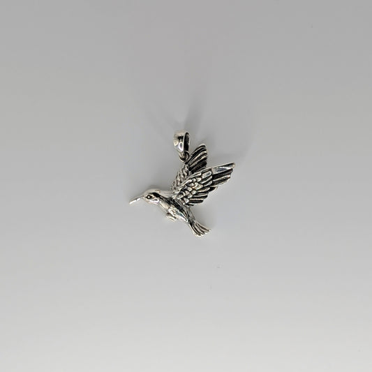 925 Sterling Silver Humming Bird Pendant Unisex