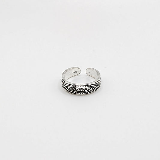 925 Sterling Silver Toe Ring Dots & Wave Design