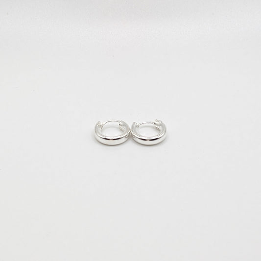 925 Sterling Silver Plain Bali Hoop 0.5" - Unisex