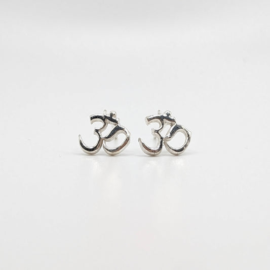 925 Sterling Silver Om Studs Spiritual / Unisex
