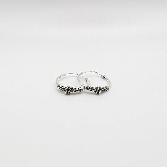925 Sterling Silver Oxidized Bali Hoop Unisex