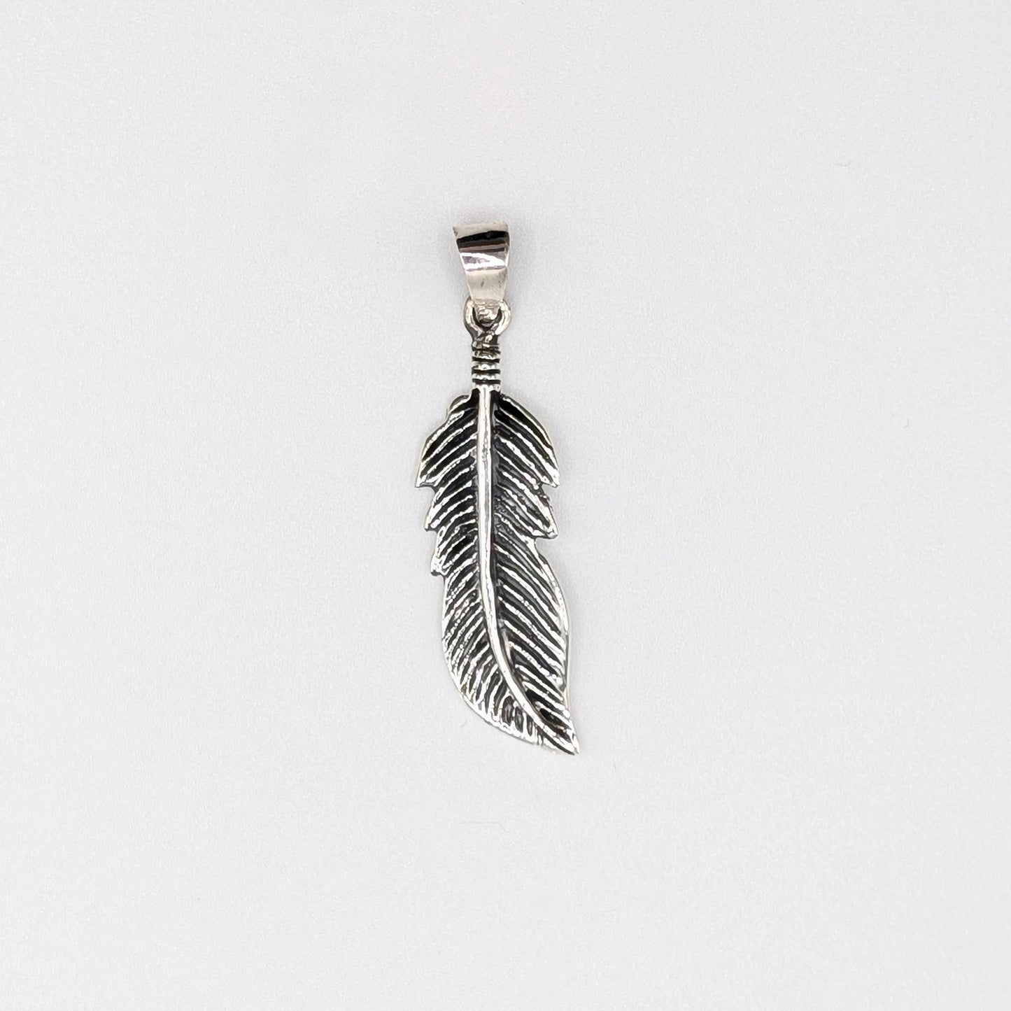 925 Sterling Silver Feather Pendant Unisex