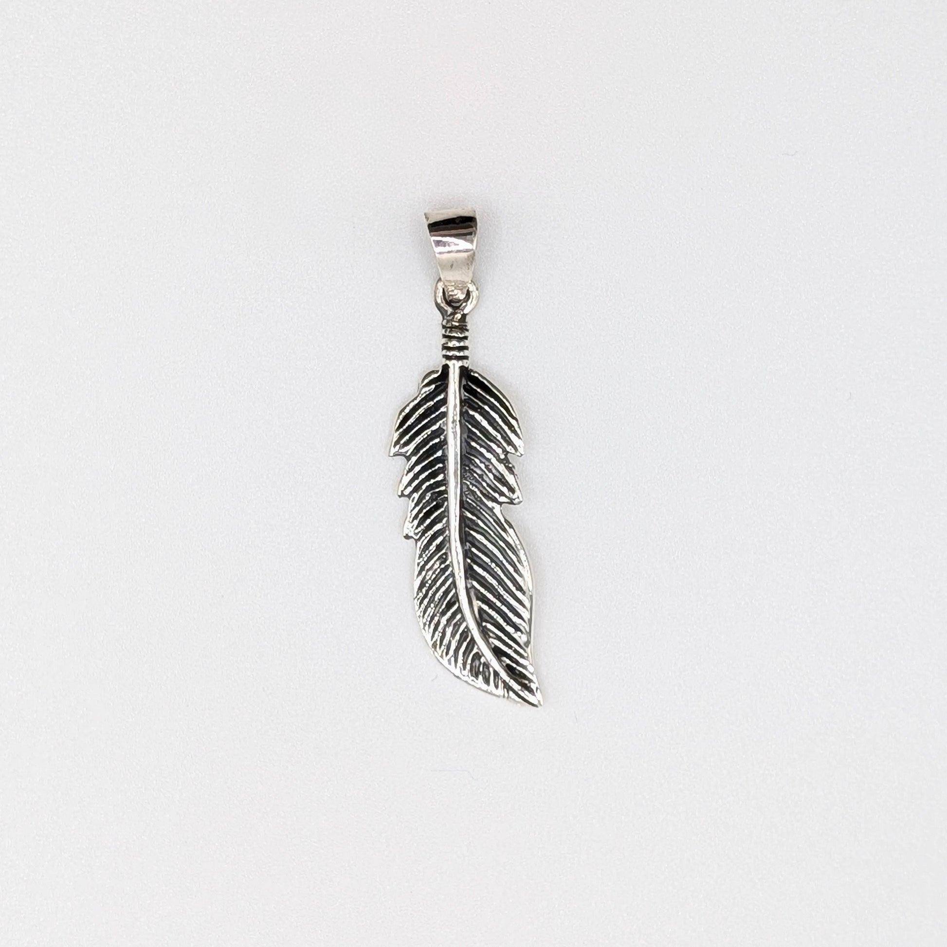 925 Sterling Silver Feather Pendant Unisex