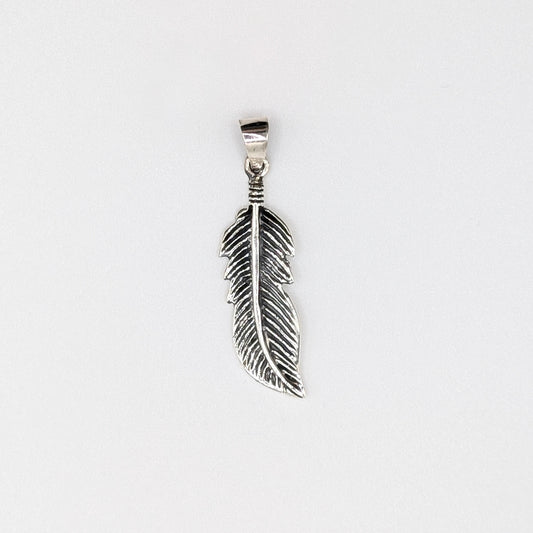 925 Sterling Silver Feather Pendant Unisex