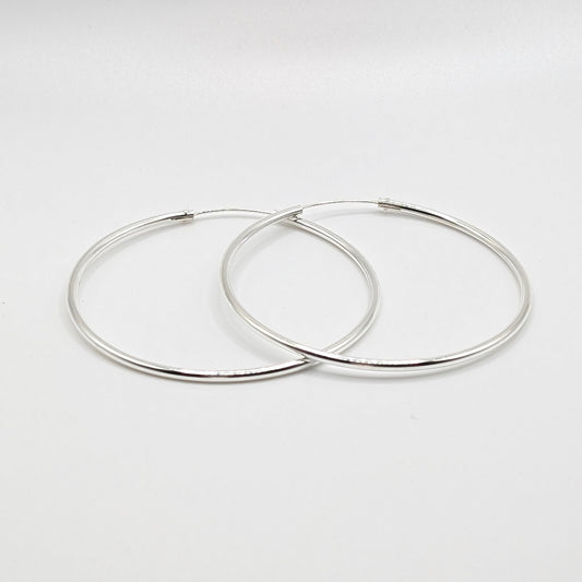 925 Sterling Silver Plain Hoop 2"