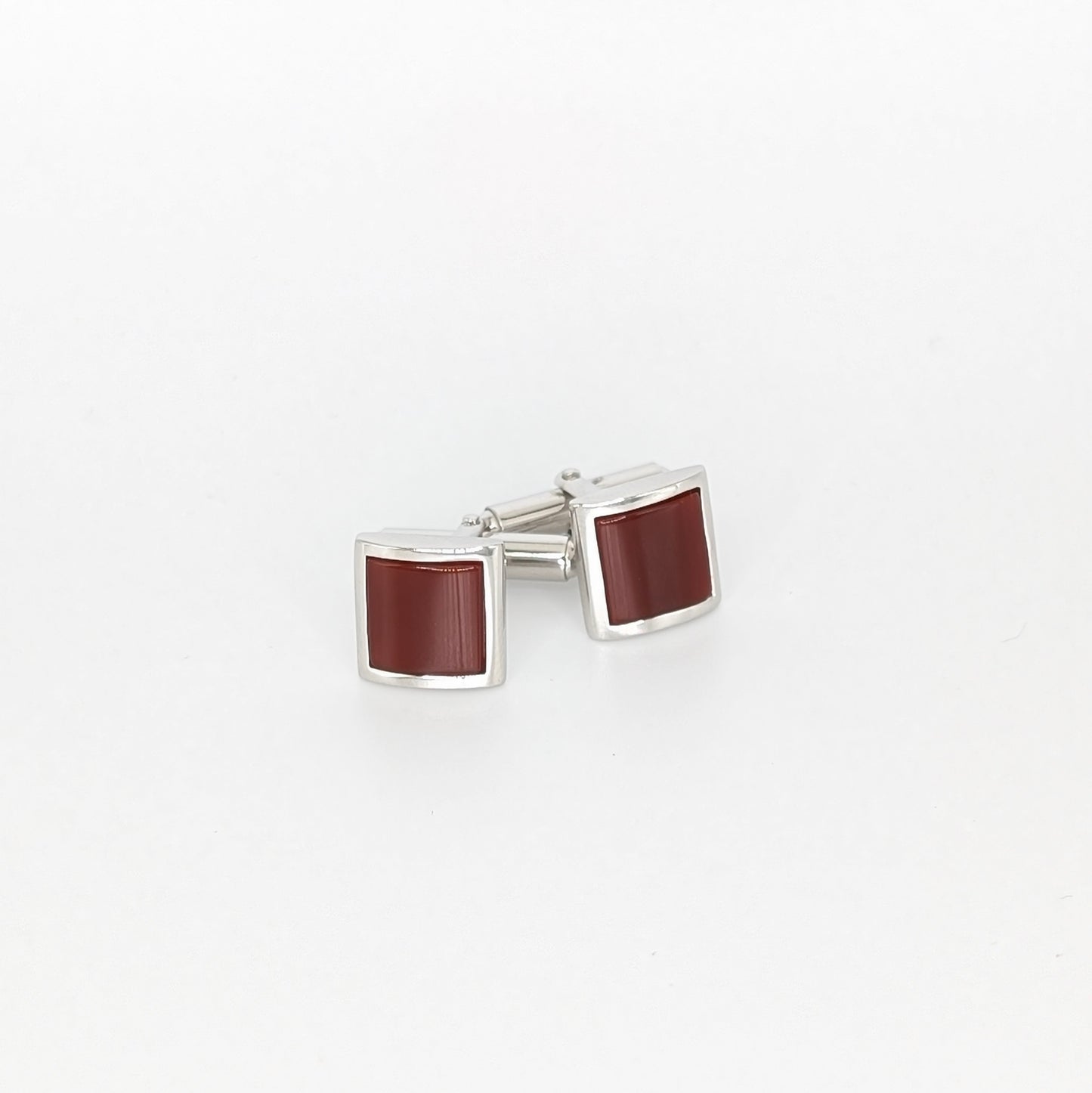 925 Sterling Silver Red Agate Cufflinks