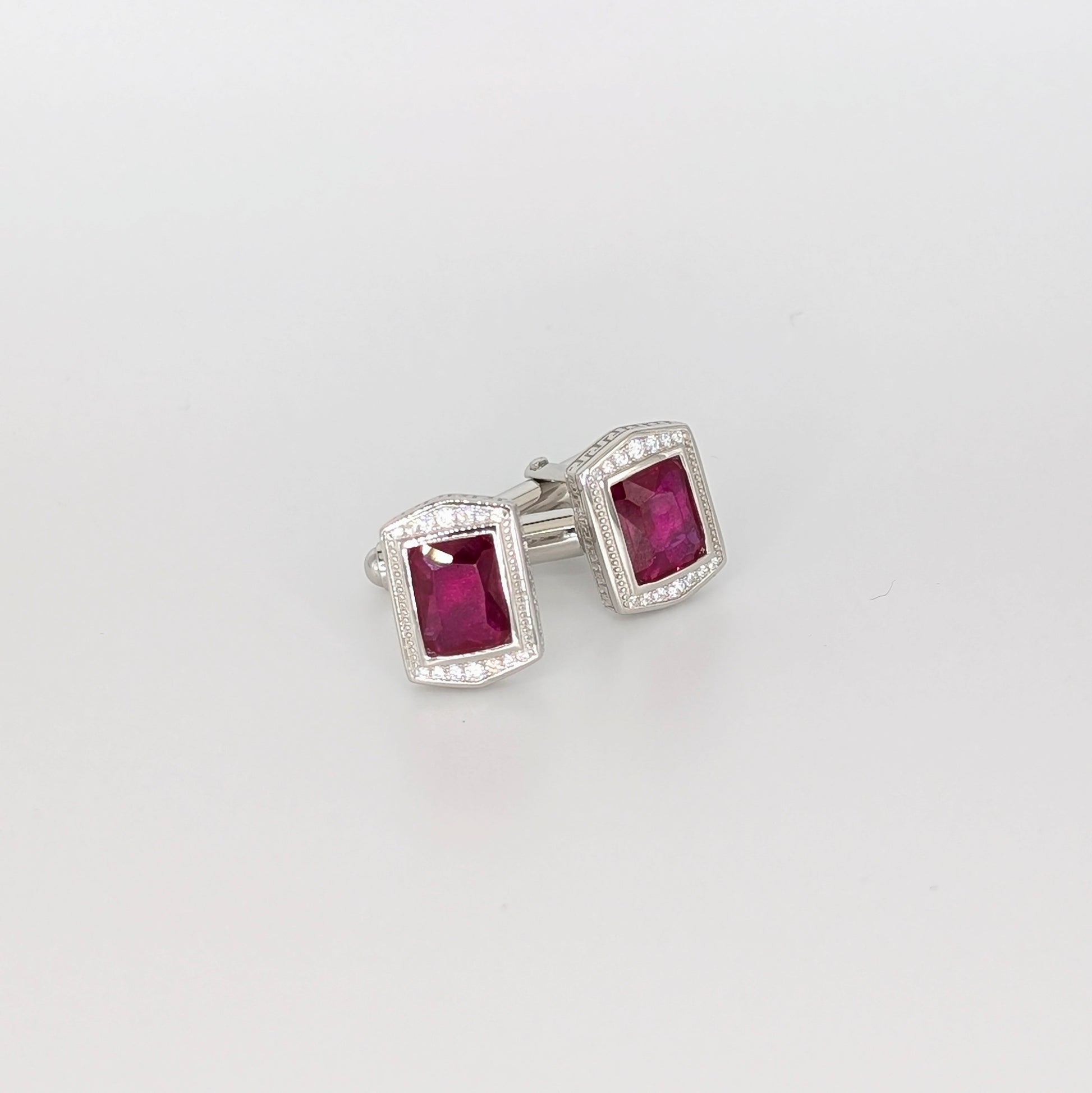 925 Sterling Silver Zircon Cufflinks Unisex Formal Wear