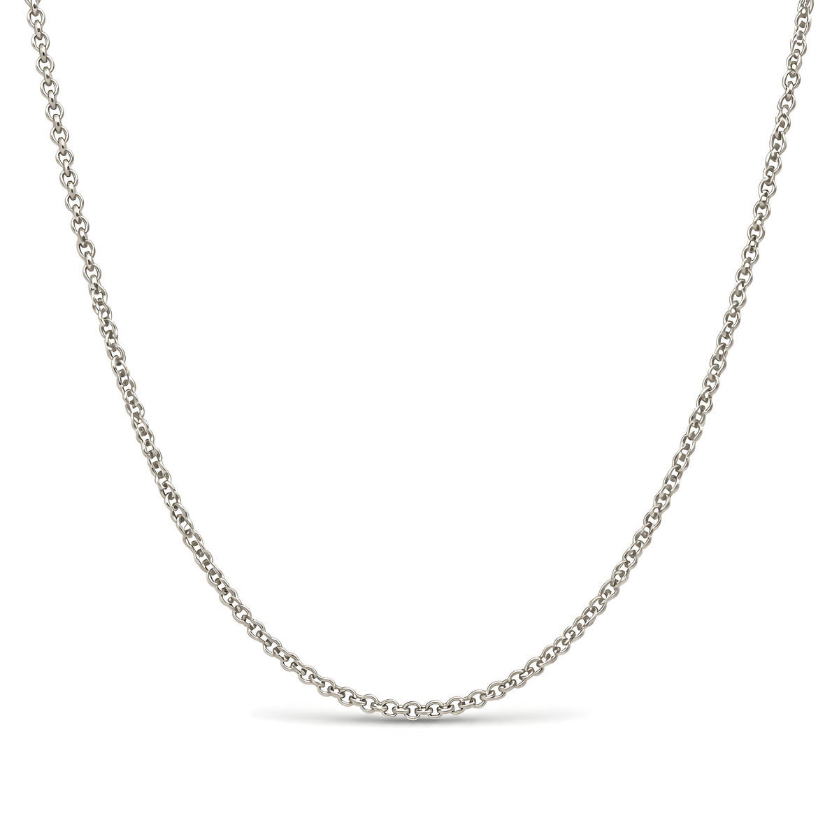 A delicate silver chain necklace with a classic cable link design.